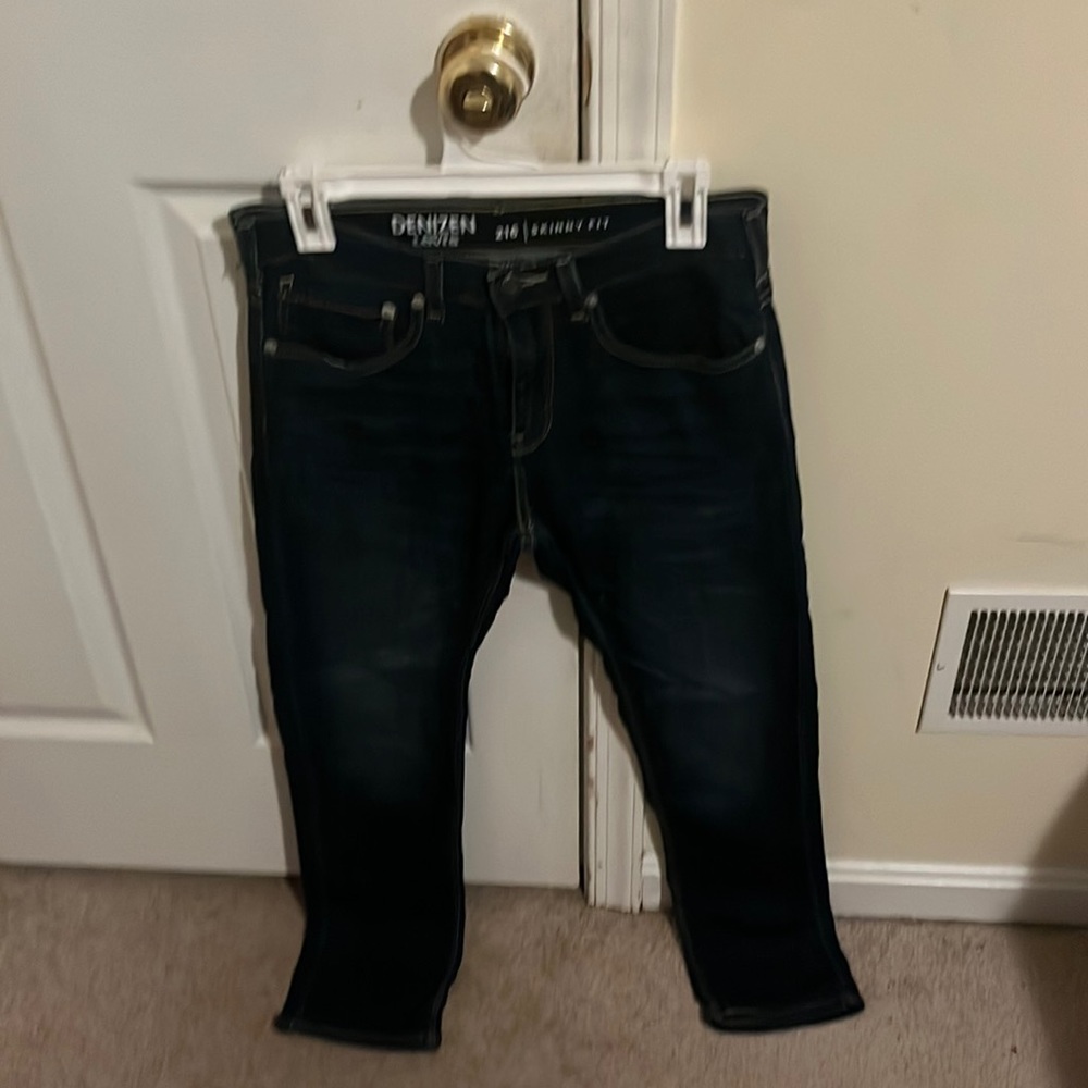 A very nice pair of dark blue jeans